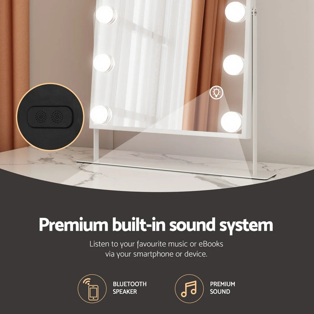 Bluetooth LED Makeup Mirror Lighted Vanity Hollywood 30x40CM