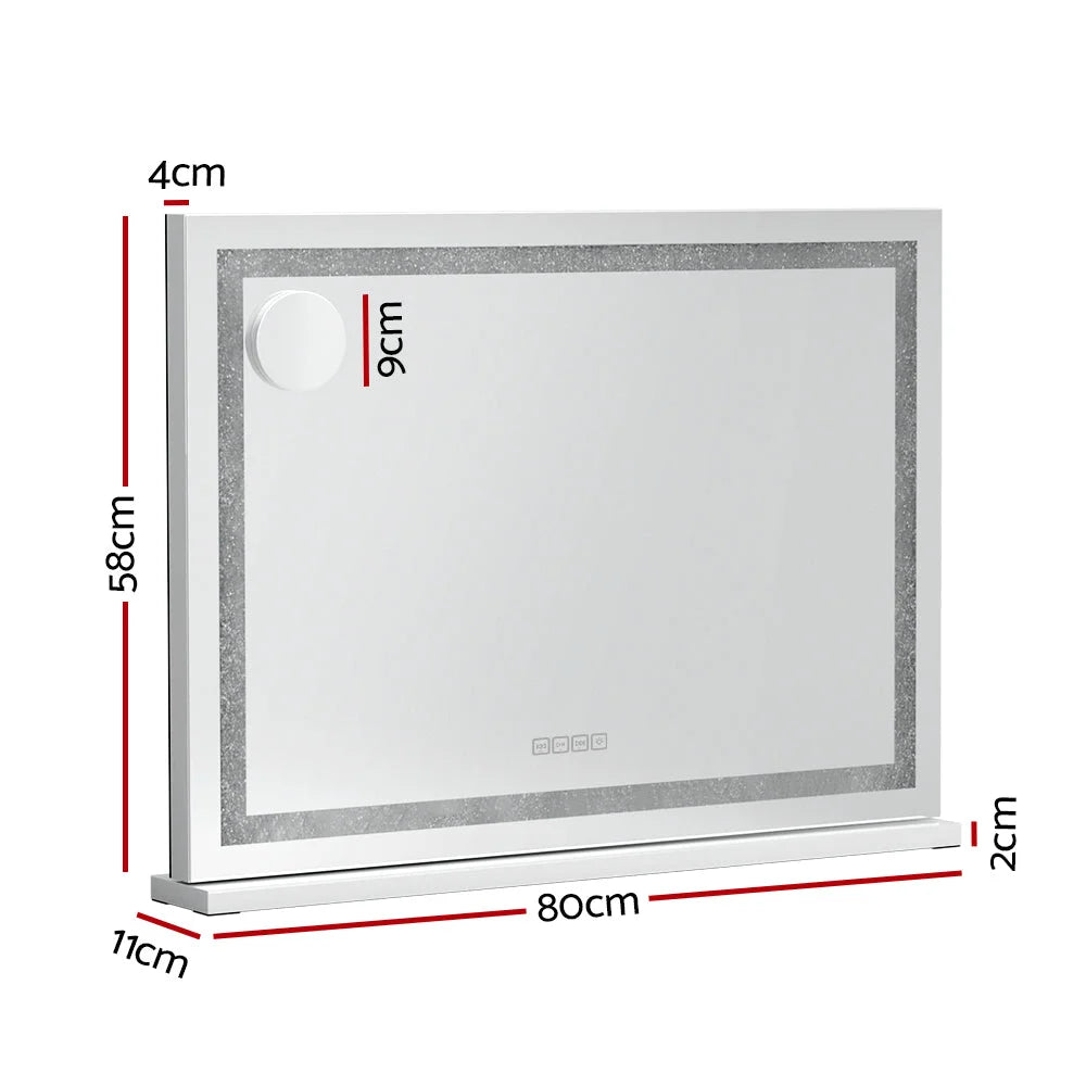 Bluetooth Makeup Mirror 80x58CM Crystal Hollywood with LED
