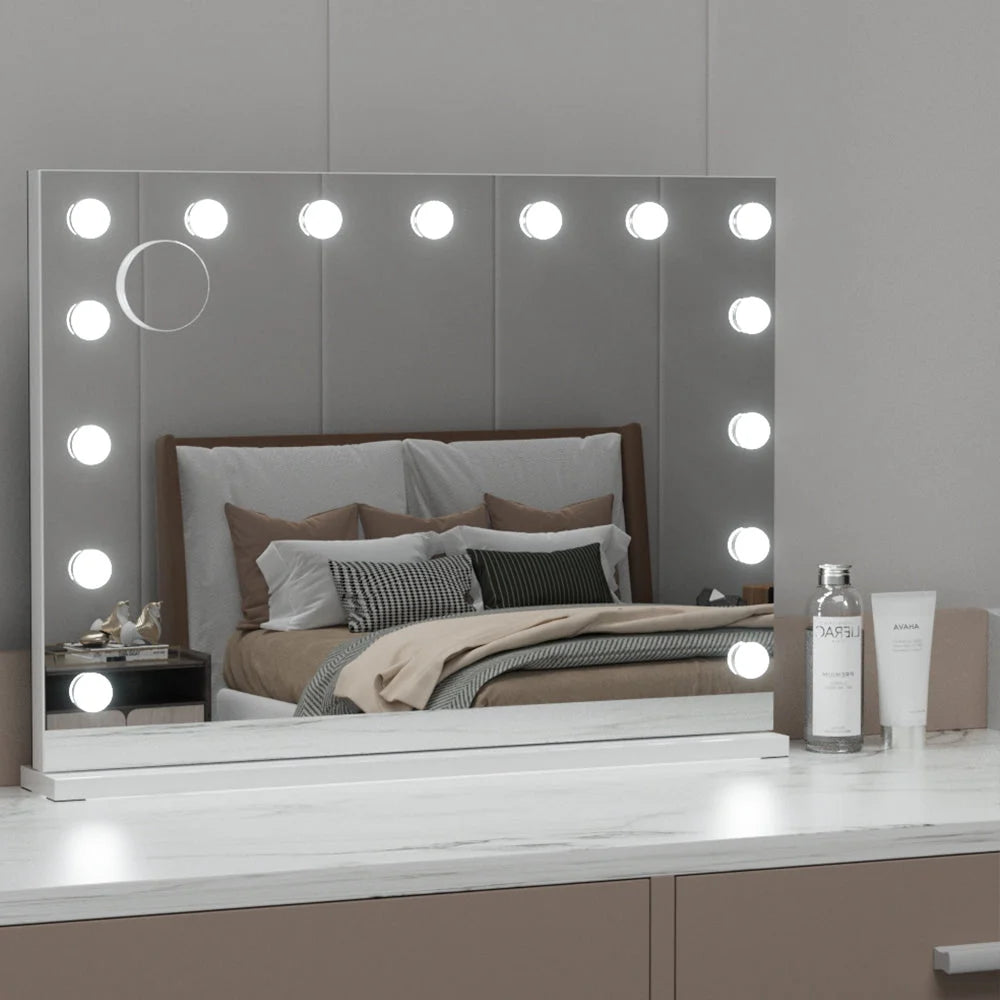 80x58cm mirror with bluetooth makeup hollywood led