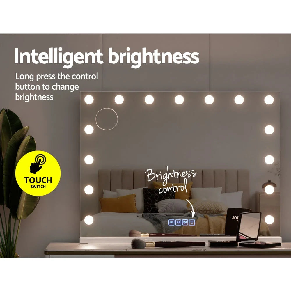 Mirror with bluetooth makeup hollywood led vanity