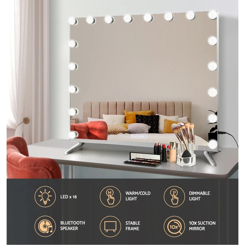 Mirror with embellir bluetooth makeup light