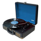 Turntable player with front controls and media tray