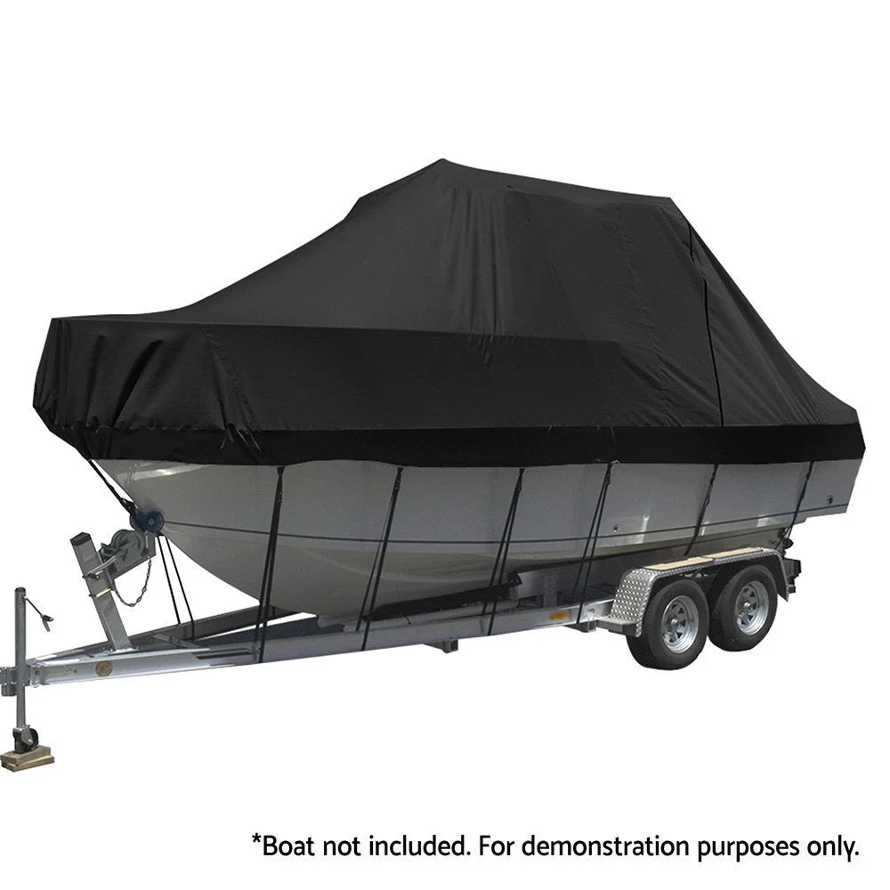 Black 21ft boat cover trailerable with jumbo marine grade heavy