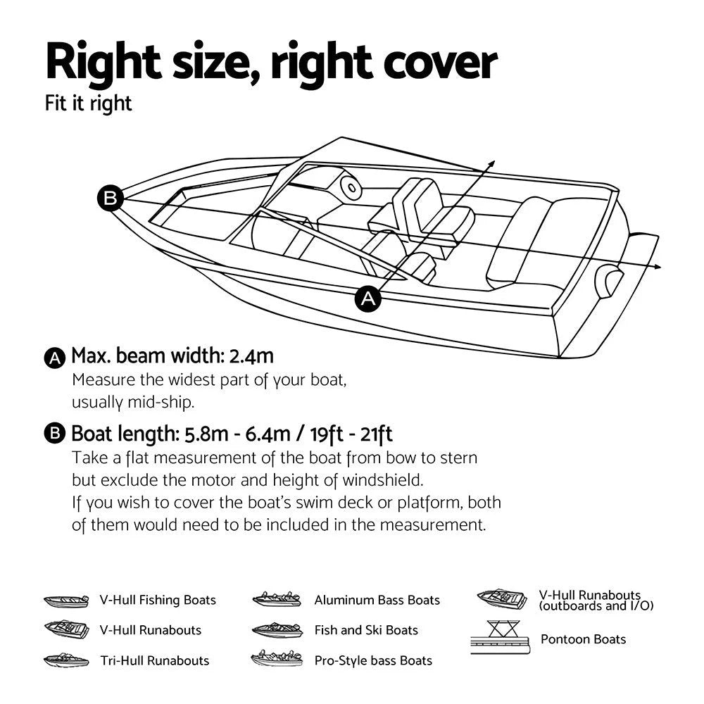 Seamanship boat cover with 21ft trailerable jumbo marine