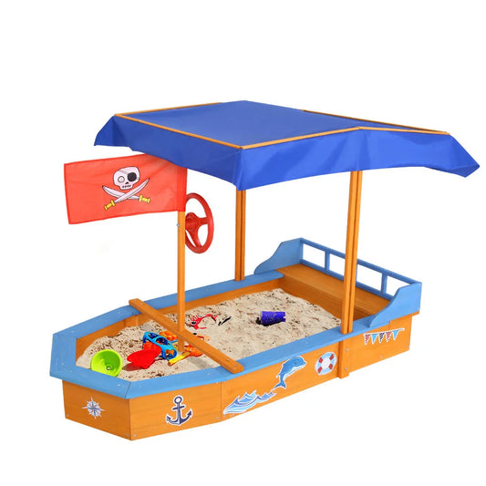 Boat-Shaped Sand Pit with Canopy - Toys