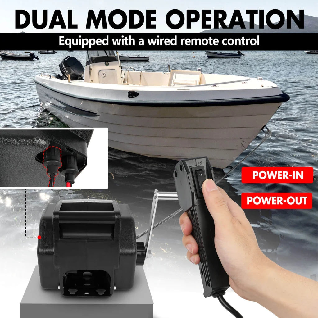 Boat Winch 12V 5000LBS Portable Detachable Marine Ship