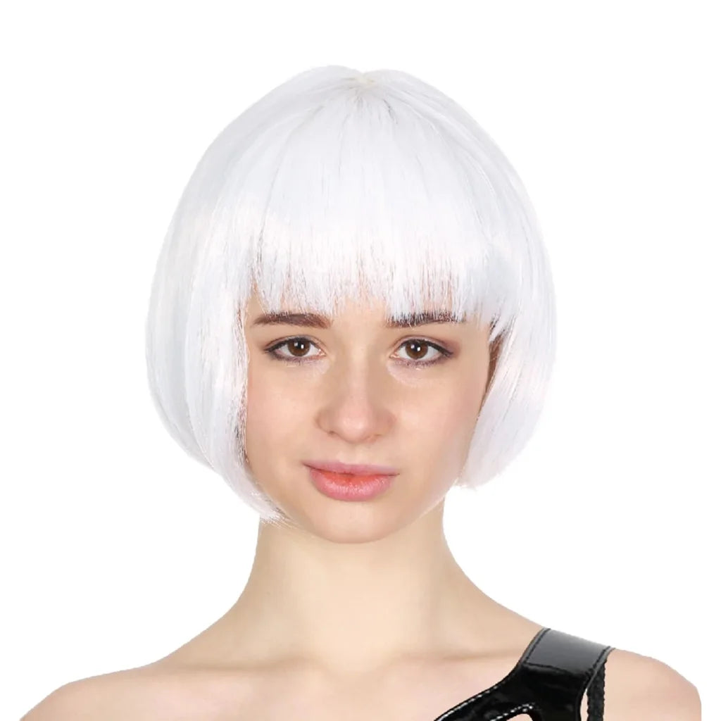 Bob Wig Costume Short Straight Fringe Cosplay Party Full