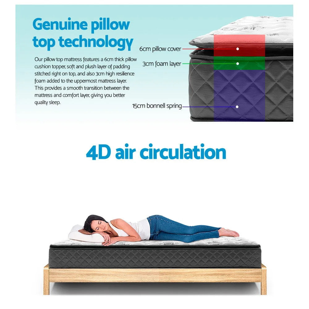 Bonnell Spring Mattress Bedding Rocco 24cm Thick - King