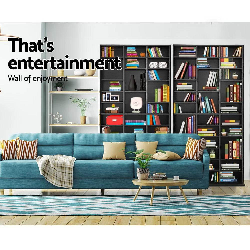 Book Storage Shelf Rack Adjustable Unit Black - Home &