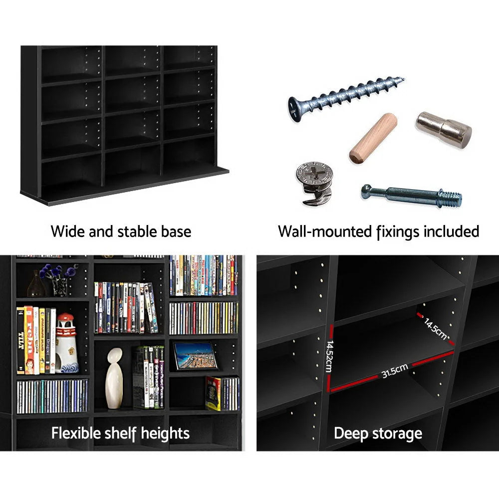 Book Storage Shelf Rack Adjustable Unit Black - Home &