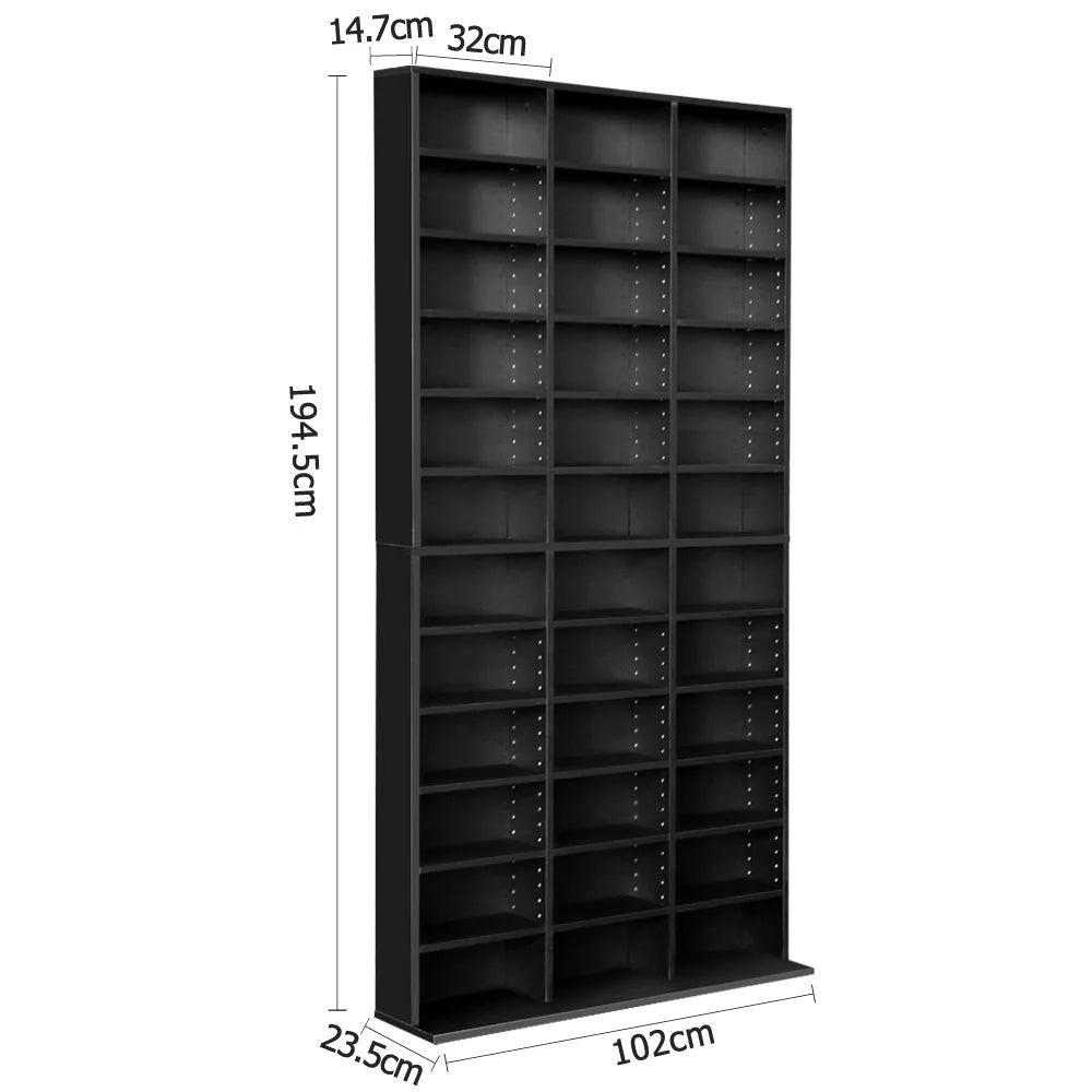 Book Storage Shelf Rack Adjustable Unit Black - Home &