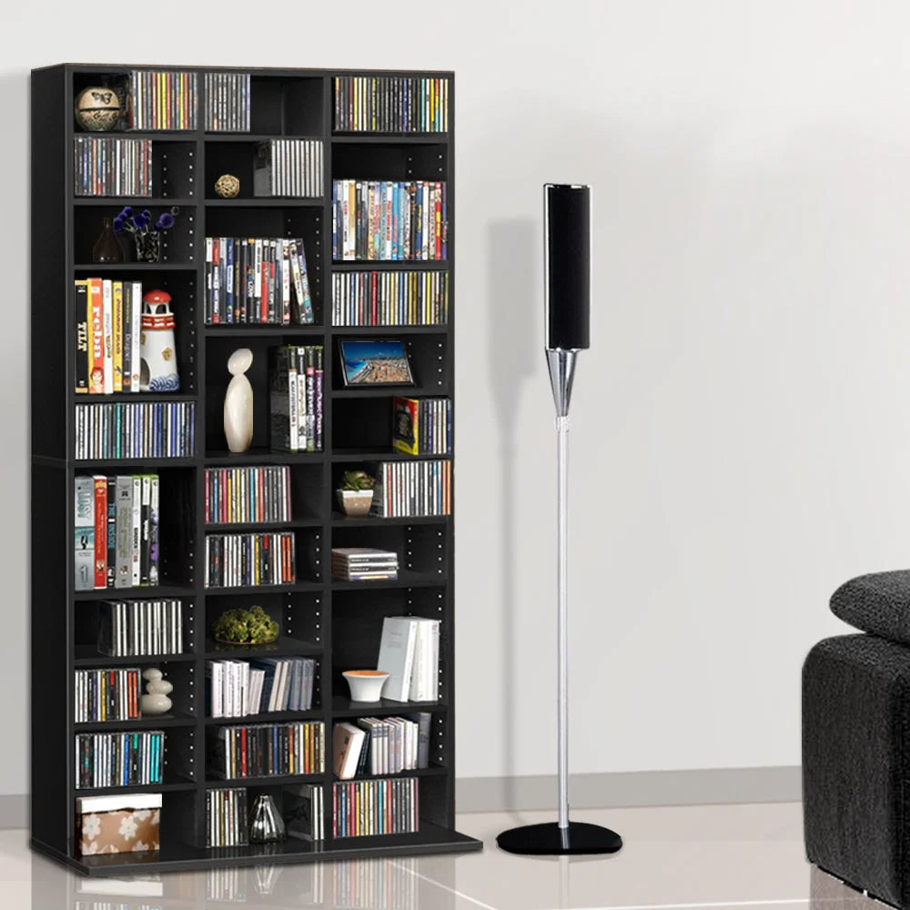 Book Storage Shelf Rack Adjustable Unit Black - Home &