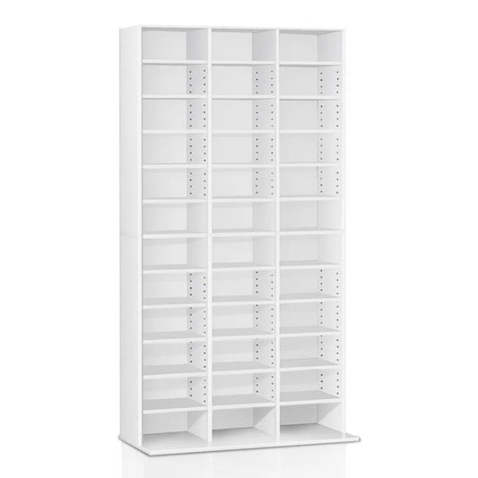 Book Storage Shelf Rack Adjustable Unit White - Home &