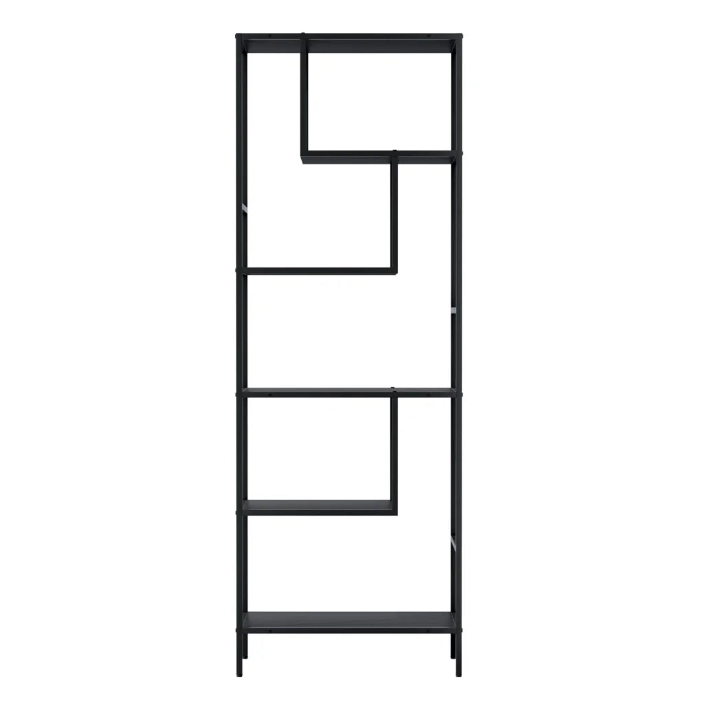 Black bookshelf with display setup and product form