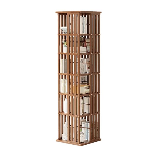 Bookshelf Bamboo 360 Rotating Storage Display Rack Dark