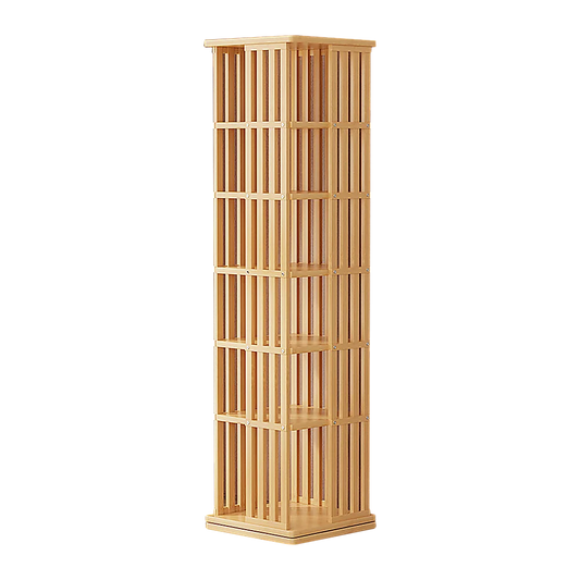 Bookshelf Bamboo 360 Rotating Storage Display Rack Wood