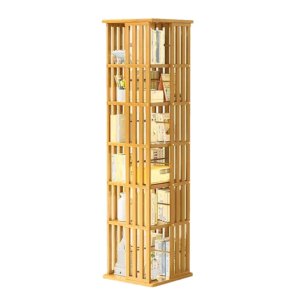 Bookshelf with open book shelves and bamboo frame
