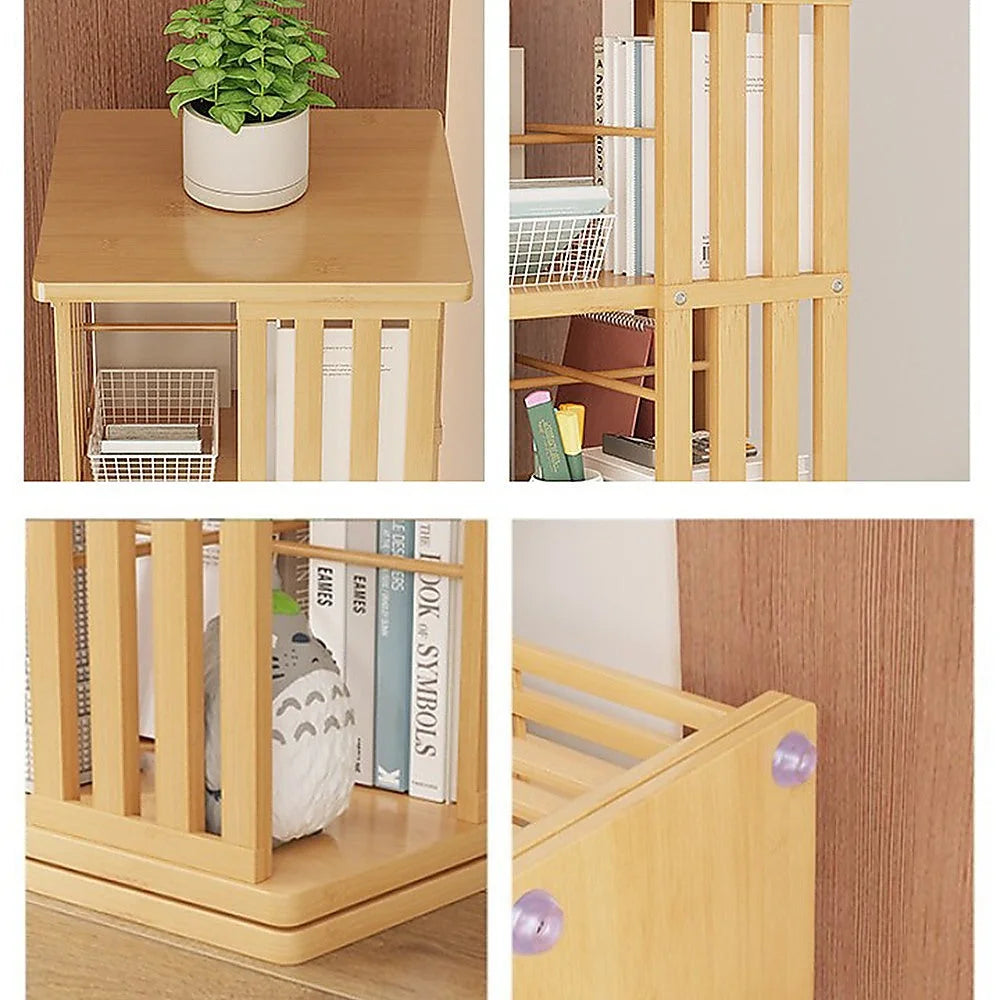 Bamboo bookshelf with tall bookcase levels and side panels