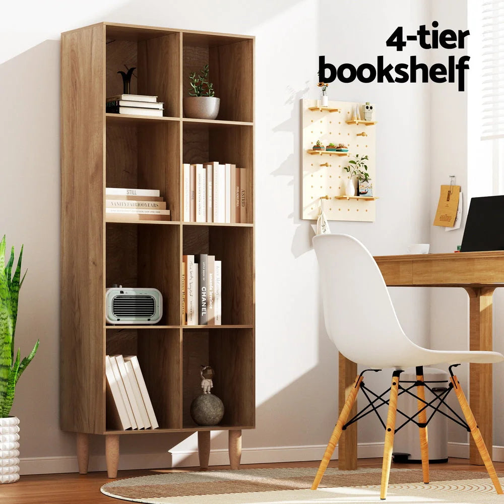 Bookshelf Bookcase 4-Tiers LEOR - Walnut - Furniture