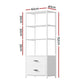 Bookshelf Display Shelf with 2 Drawers - 152CM White