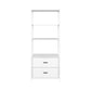 White 152cm bookshelf with open book shelves and bamboo frame