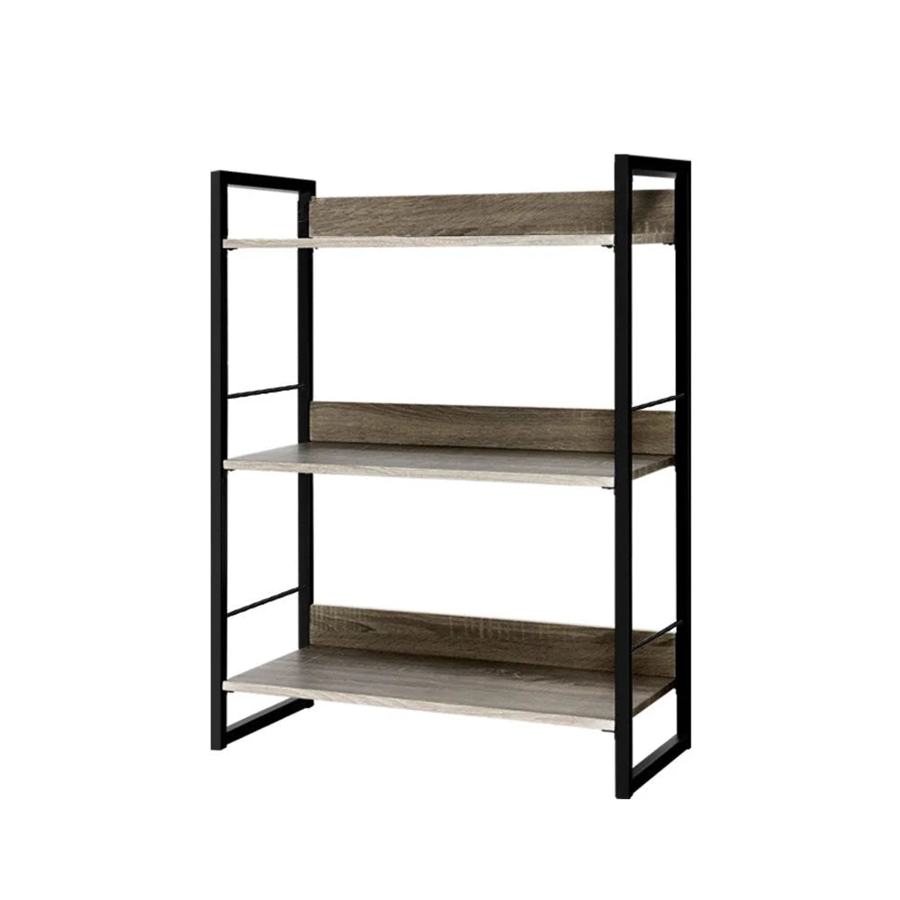 Bookshelf Display Shelves Metal Bookcase Wooden Wall