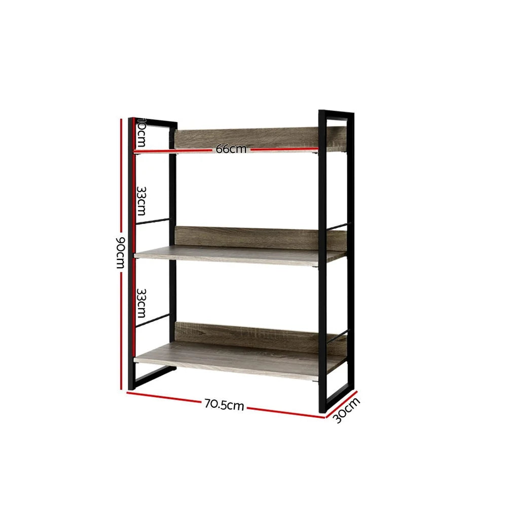 Bookshelf Display Shelves Metal Bookcase Wooden Wall