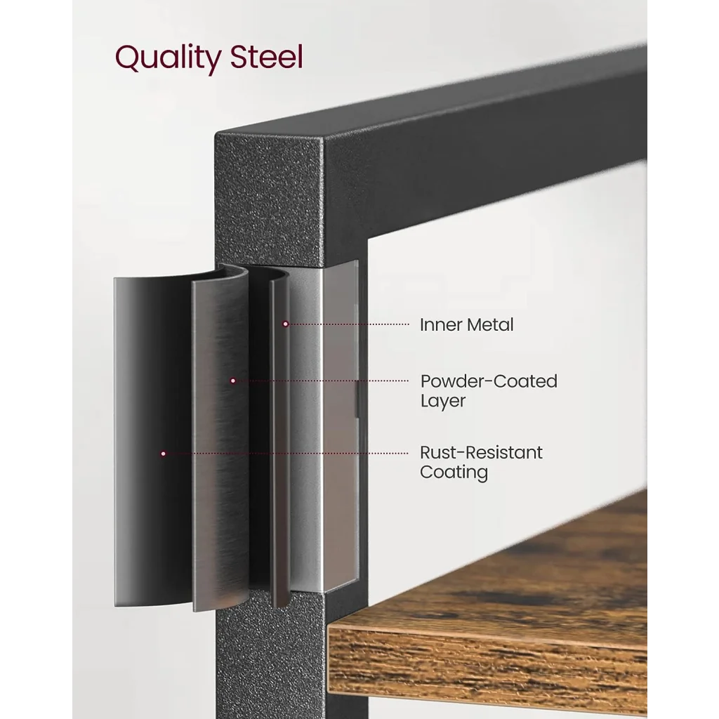 Bookshelf Small 6-Tier Industrial Rustic Brown Black