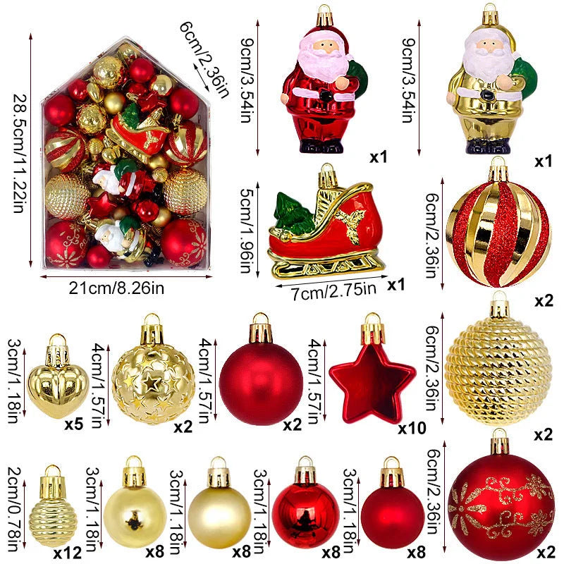 Boot Cut 72-Piece Christmas Bauble Set - Hand-Painted House