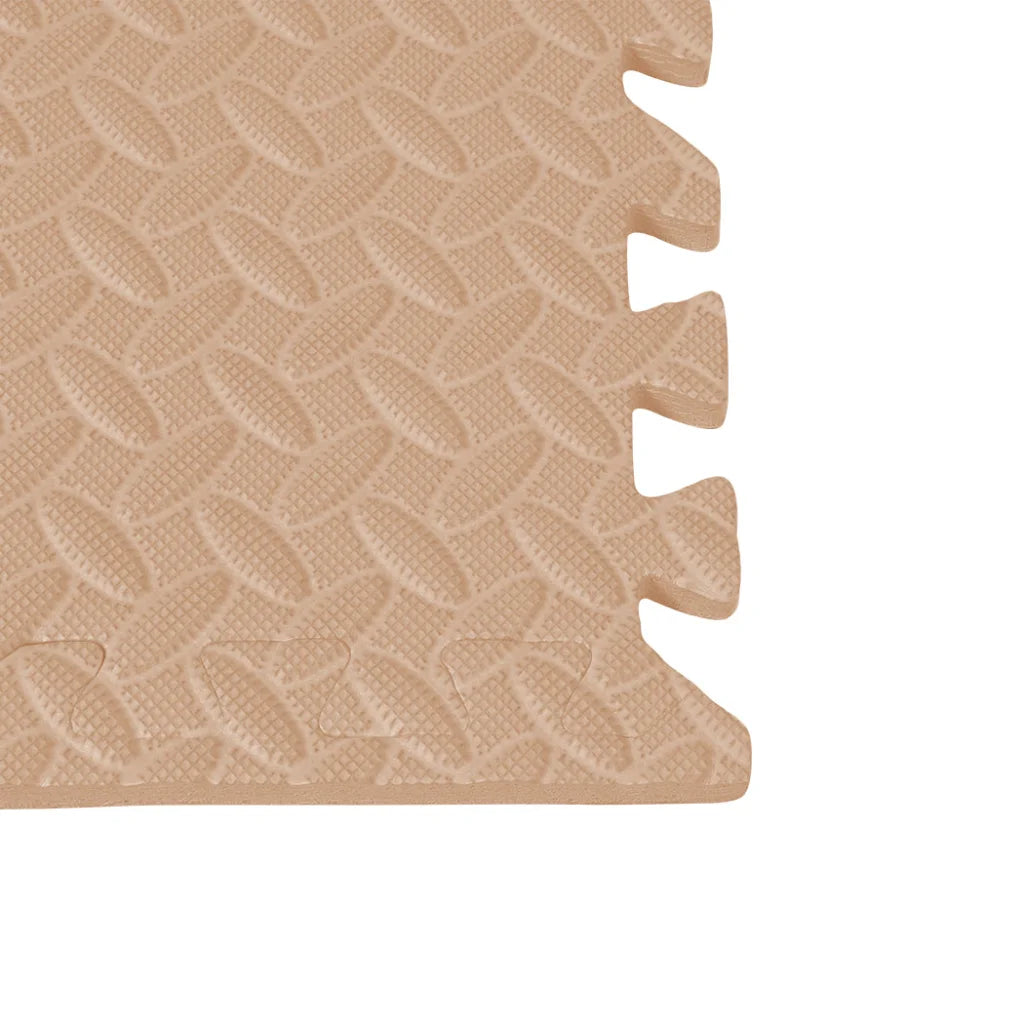 Beige foam floor mat set with shaped mats for vehicle floors