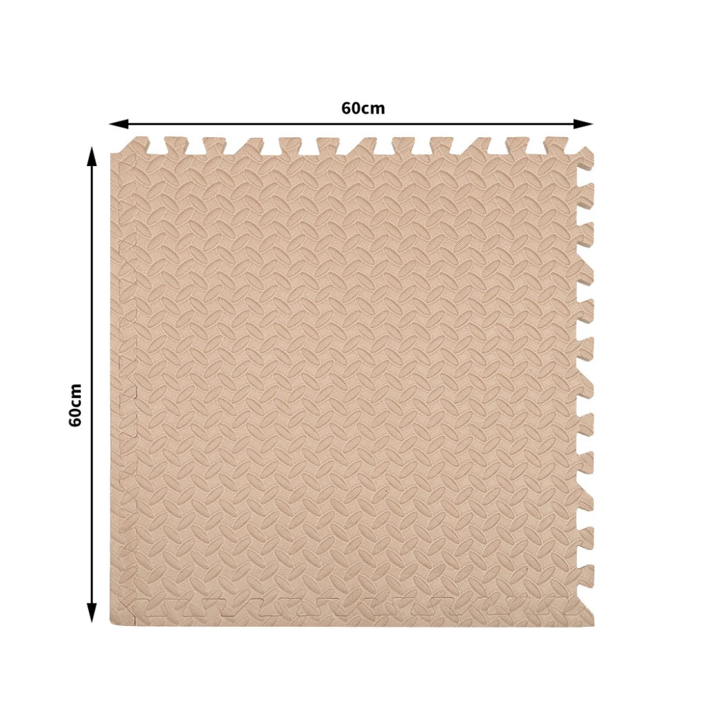 Beige foam floor mat set with front and rear rubber mat pieces