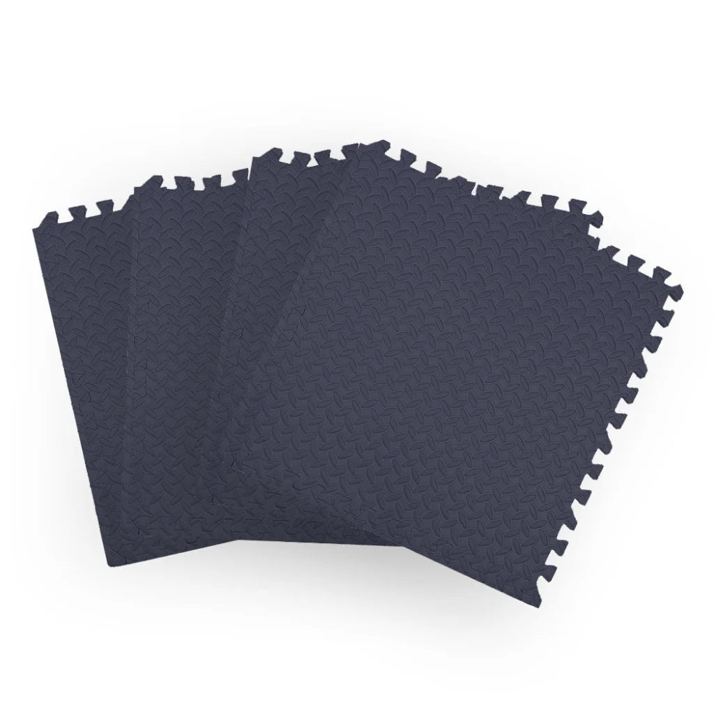 Navy foam floor mat set with raised edges for footwell coverage