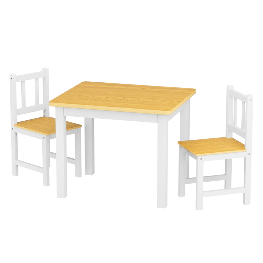 Bopeep Kids Table and Chairs Set Wooden 3PCS Study Play-1973193533703720968
