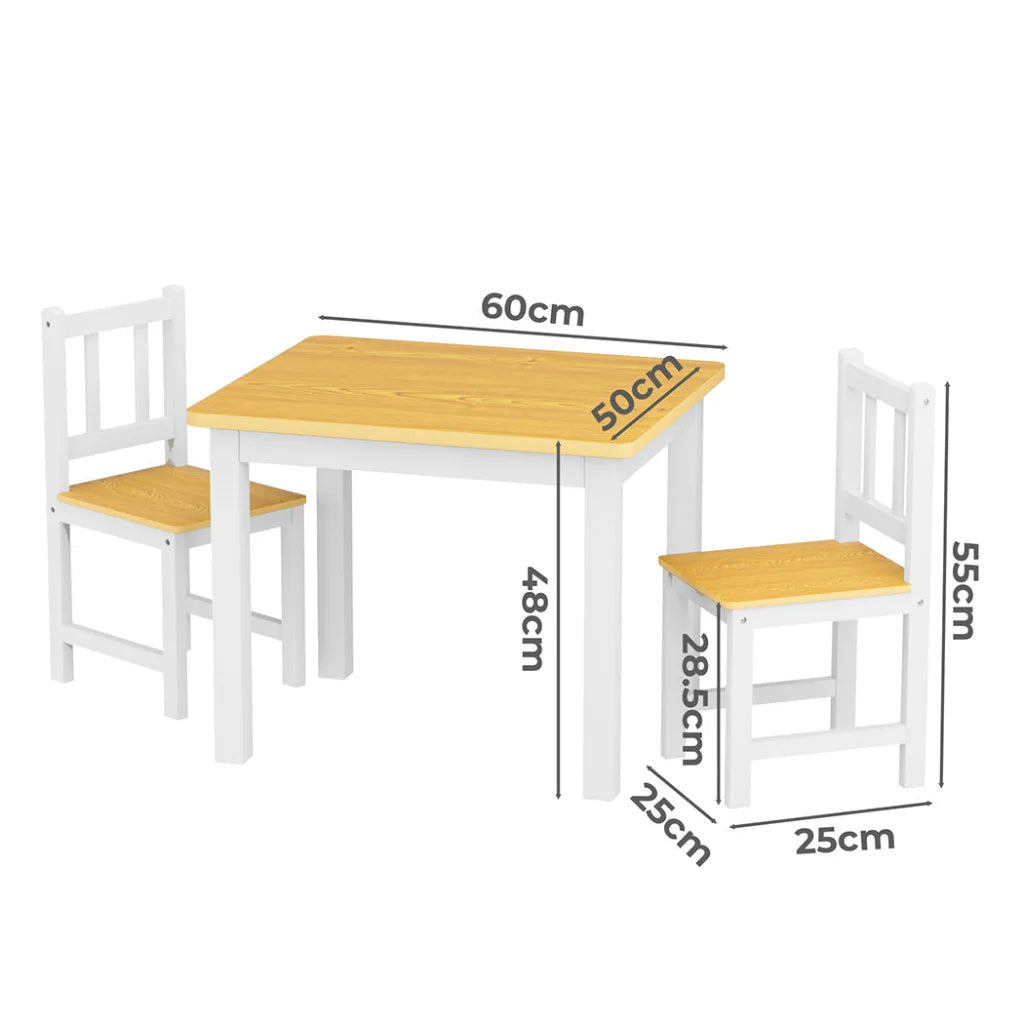 Bopeep Kids Table and Chairs Set Wooden 3PCS Study