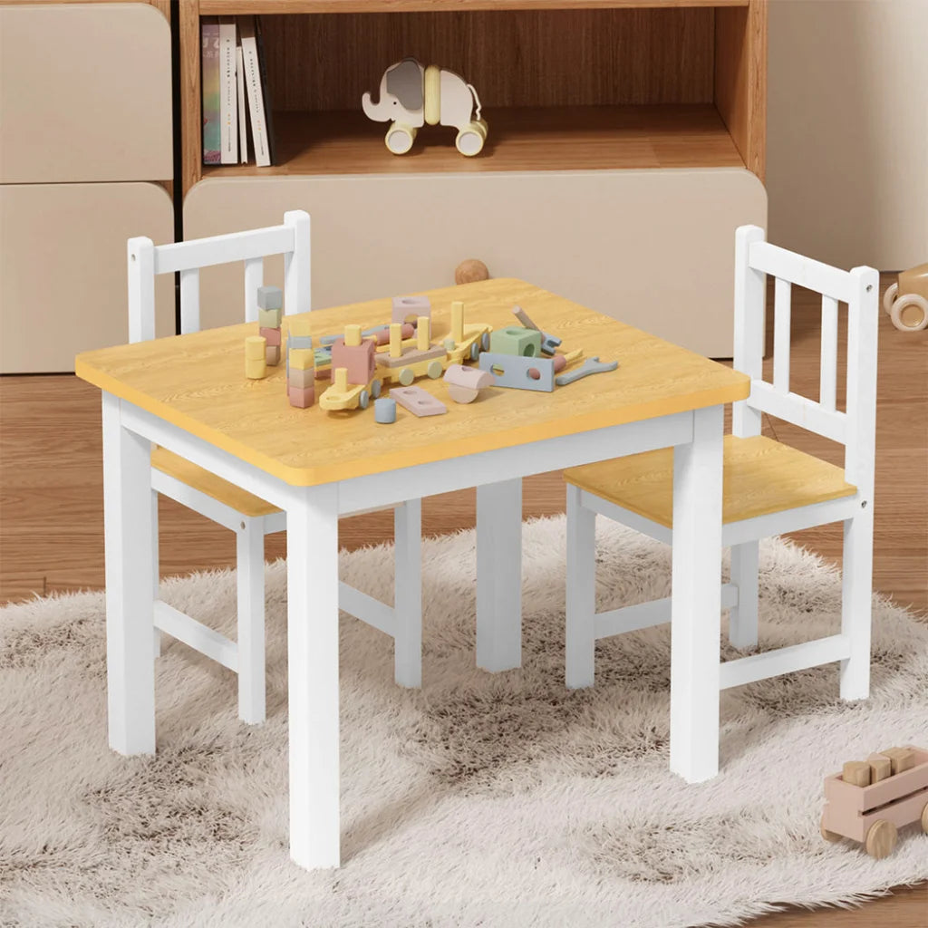 Bopeep Kids Table and Chairs Set Wooden 3PCS Study Play-1973193533703720967