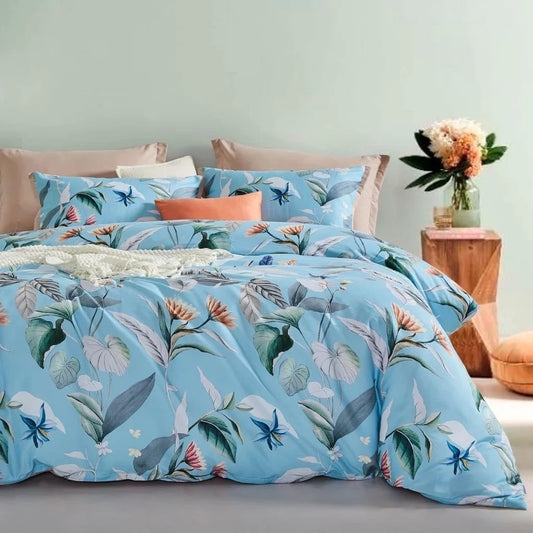 Botanical Microfibre Quilt Cover Set (3Pcs) - Sarah - Queen