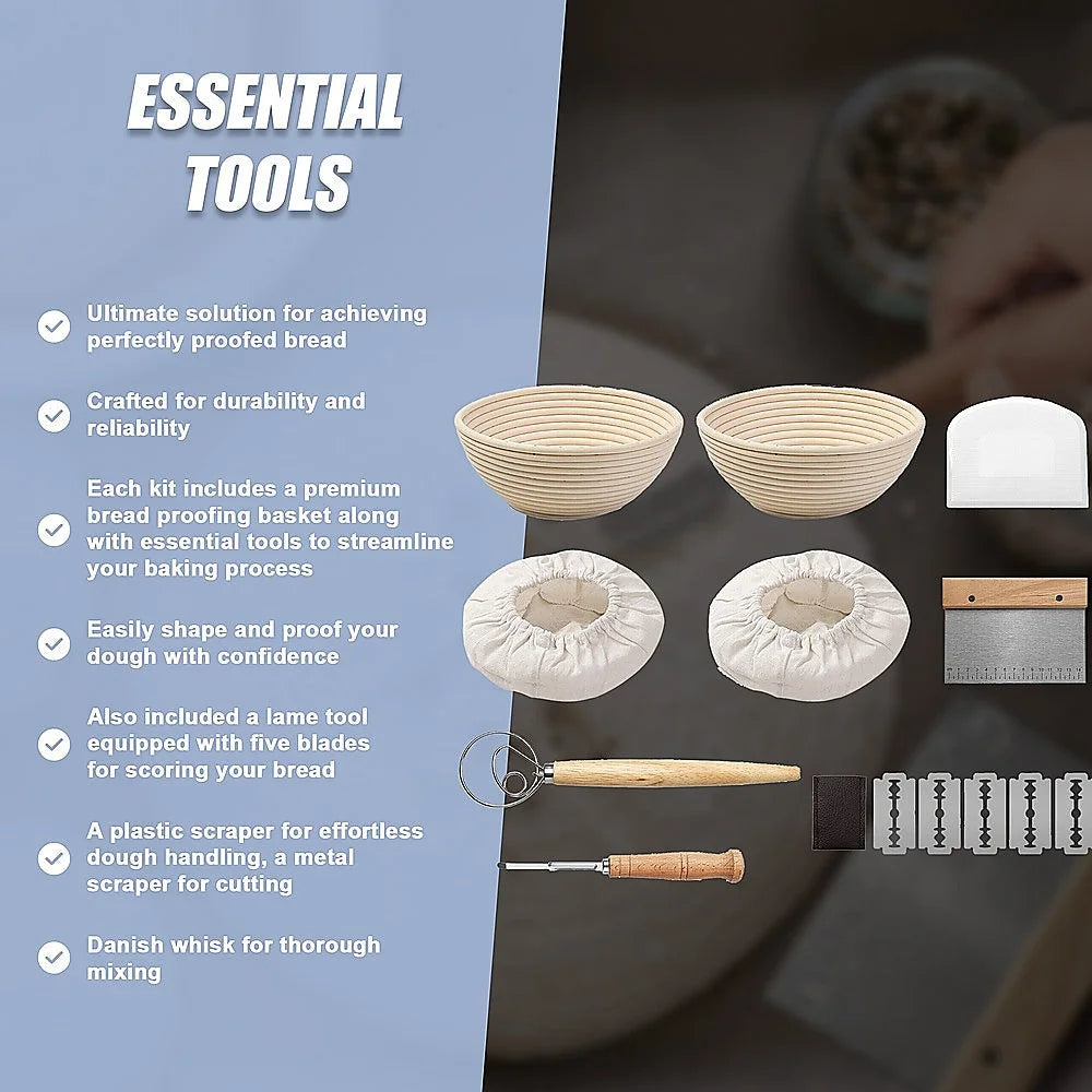 Bread Proofing Set 2 x 9’’ - Sourdough Bread Making Kit