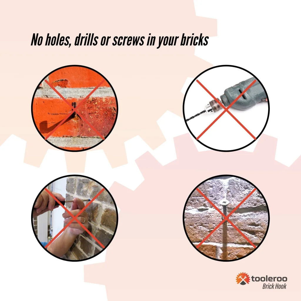 Brick Hooks 5 Pack 120mm (4.7’’) Wall Crab Clips Hangers
