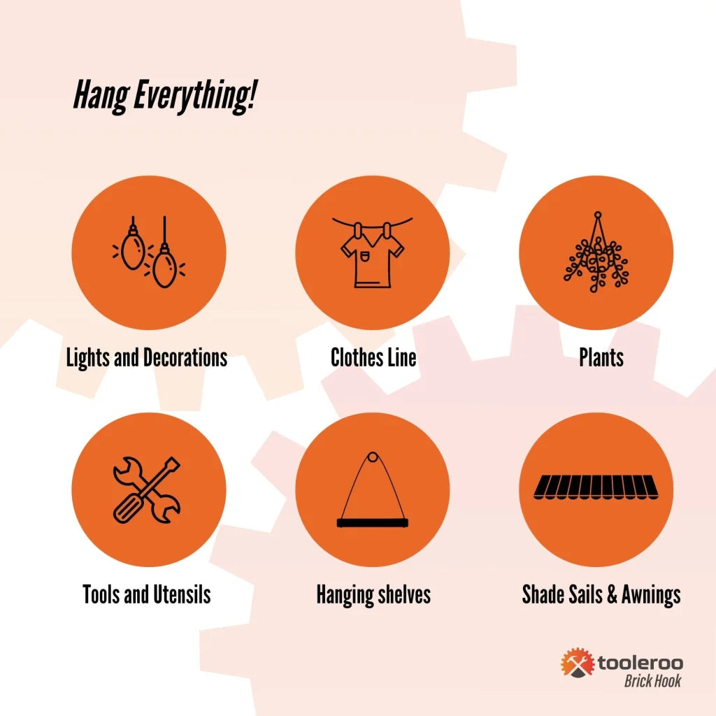 Brick Hooks 5 Pack 76mm (3’’) Wall Clips Hangers