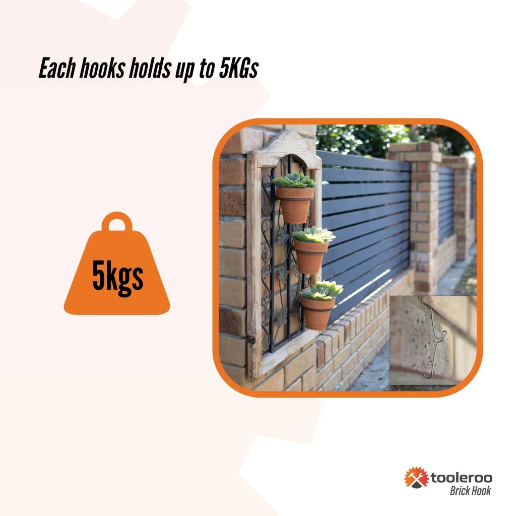 Brick Hooks 5 Pack 76mm (3’’) Wall Clips Hangers