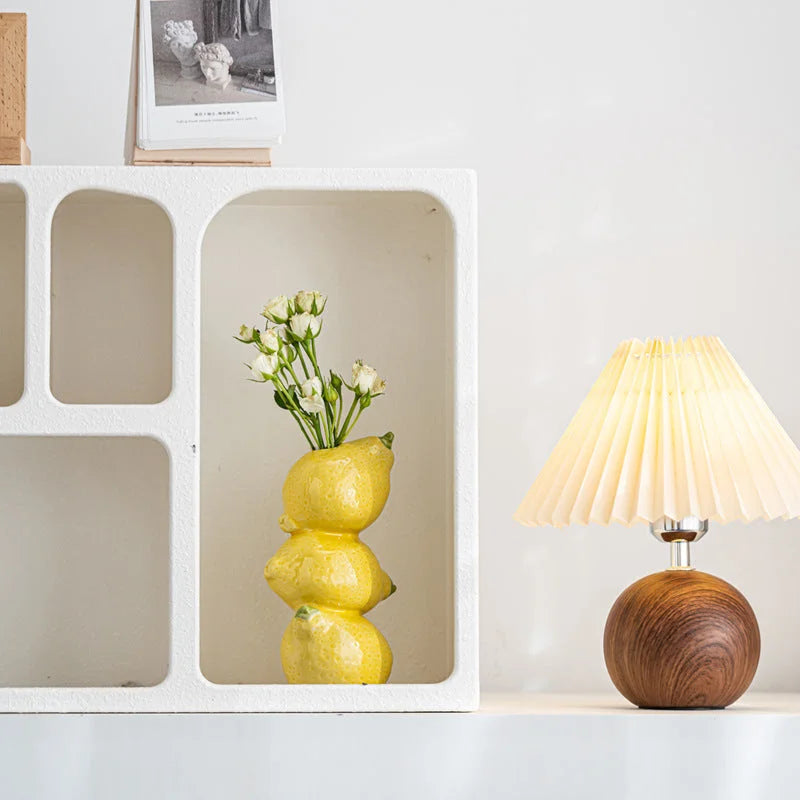 Bright Yellow Whimsical Stacked Orange Ceramic Vase