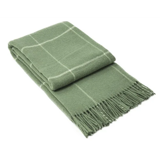 Brighton Throw - 100% NZ Wool - Sage Striped - Decor