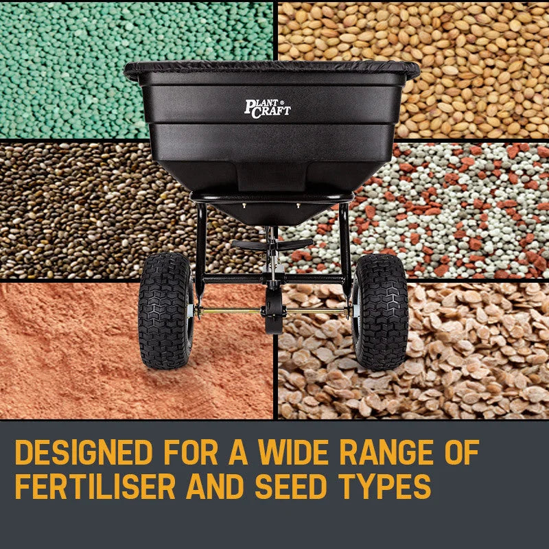 Broadcast Spreader PLANTCRAFT Tow Behind 90kg 105L Seed