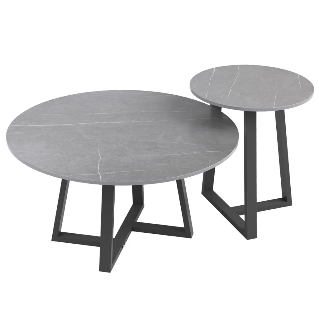 Broadway Two-Tier Coffee Table Set - Stone Grey - Furniture
