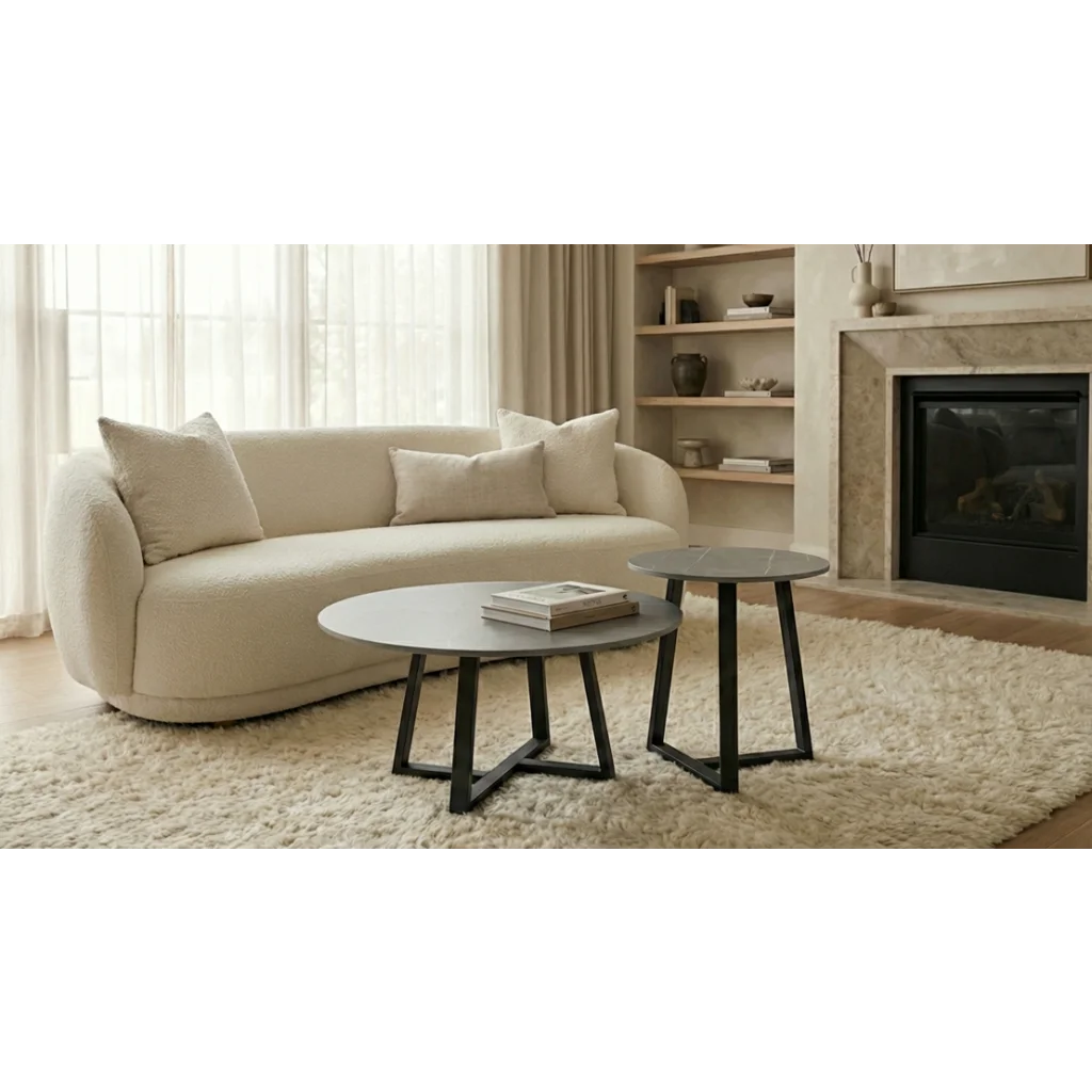 Broadway Two-Tier Coffee Table Set - Stone Grey - Furniture