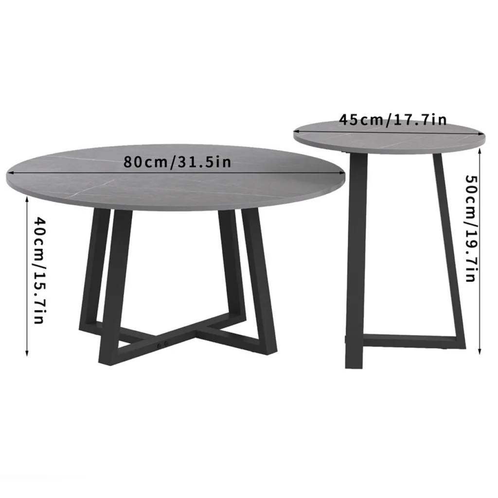 Broadway Two-Tier Coffee Table Set - Stone Grey - Furniture
