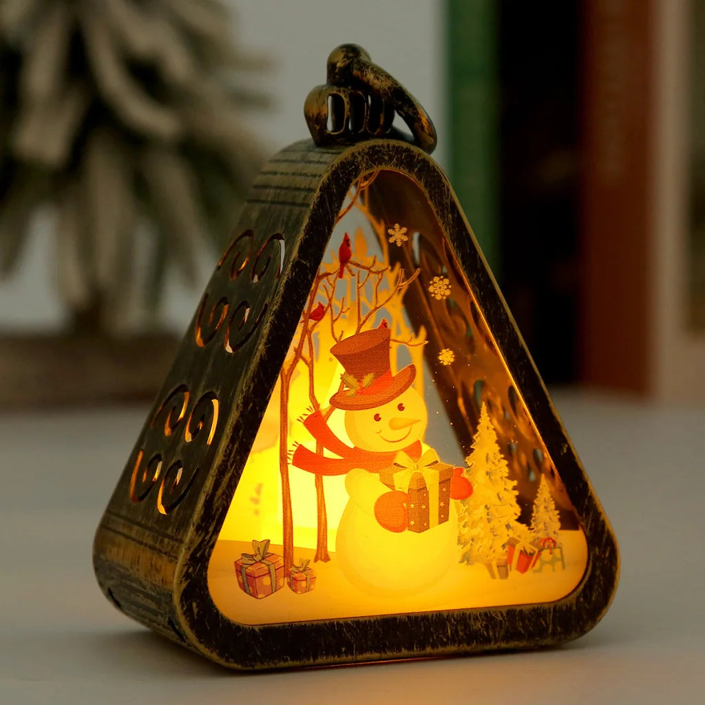 Bronze color Snowman Charming Christmas Scene Mini Lanterns