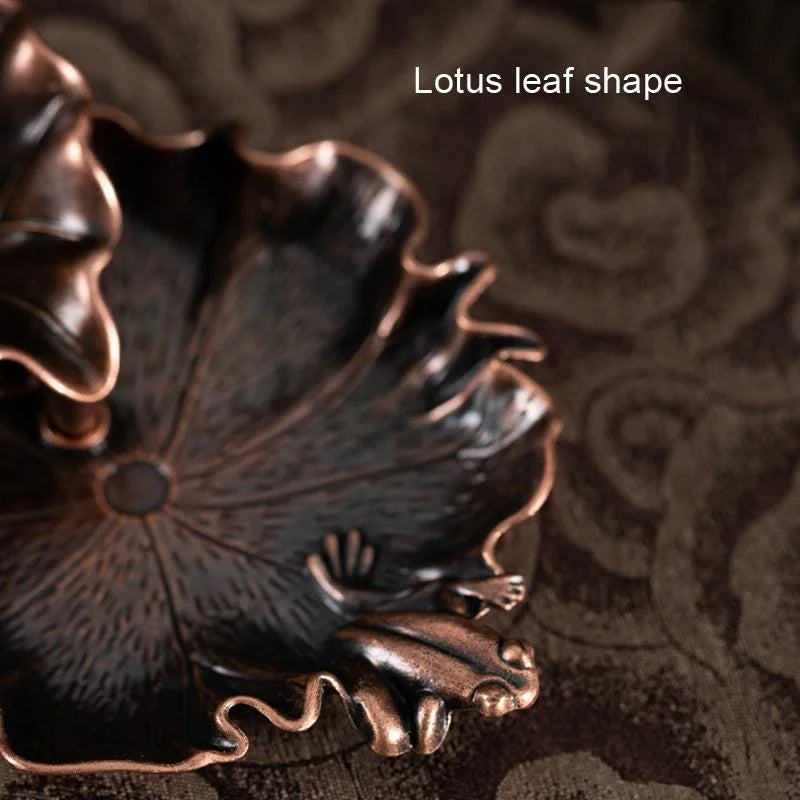 Bronze Lotus Leaf Inverted Incense Burner - Antique Indoor
