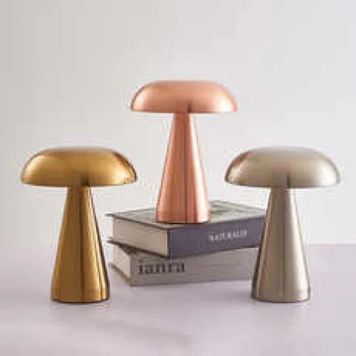 Bronze Metal Mushroom Table Lamp - Rechargeable Touch