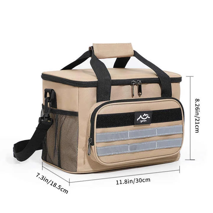 Brown 18L Large Capacity Outdoor Insulated Cooler Bag
